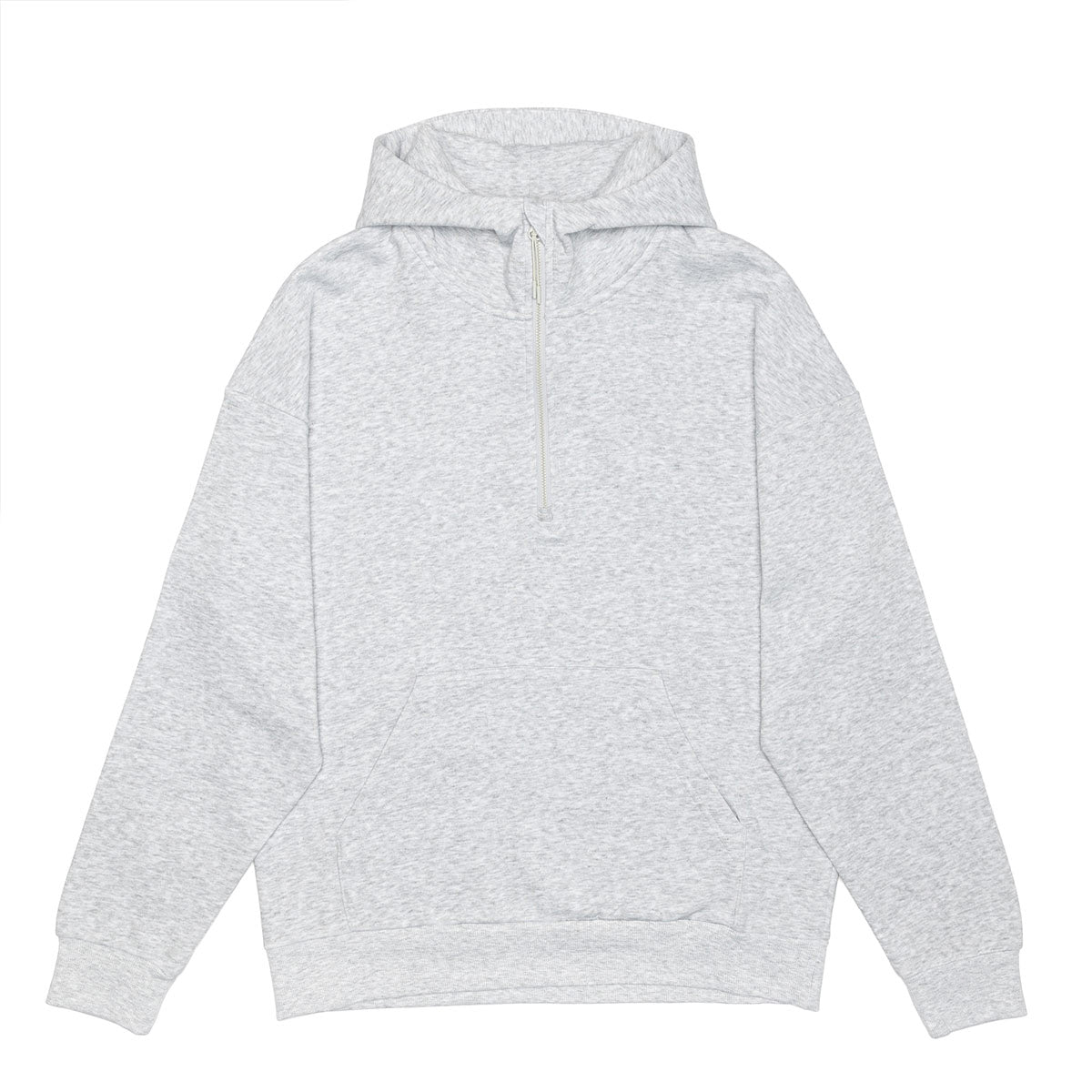 Gray half zipper hoodie on a white background