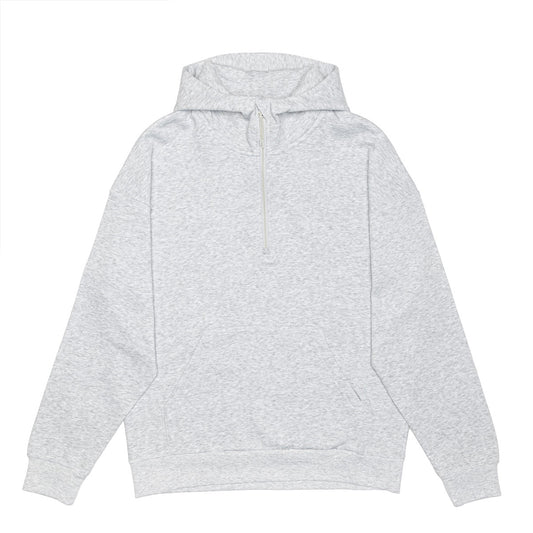 Gray half zipper hoodie on a white background