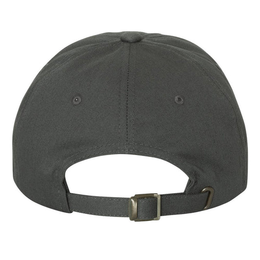 Dark gray cap with a strap on a white background